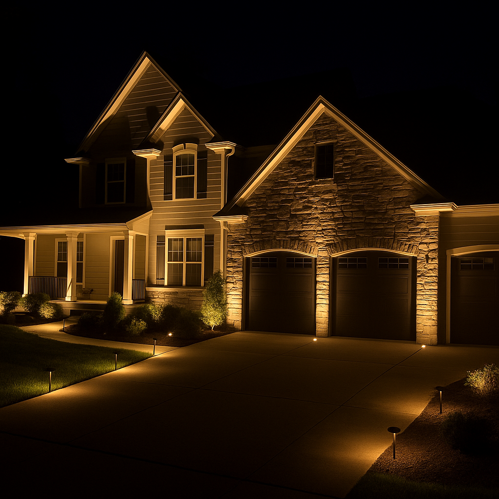 Home with warm white permanent lighting